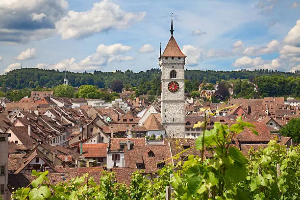 View of the historical part of Schaffhausen, Switzerland.