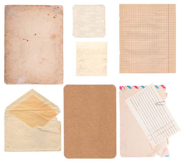 istock Set of old paper sheets, envelope and card 178516580