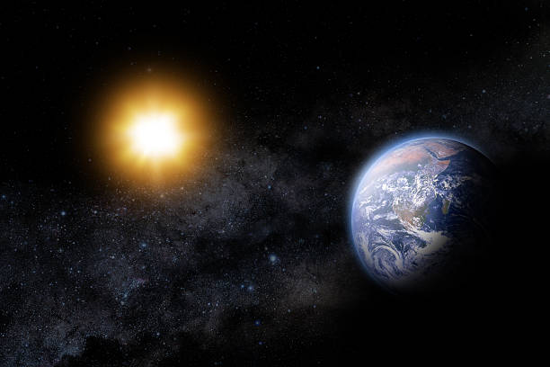 istock Illustration of the Sun and earth in space. 178517397