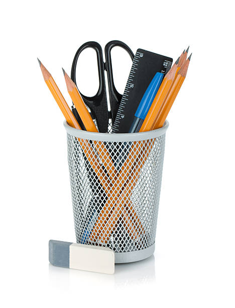 istock Pencils, pens, ruler, scissors and rubber 178517799