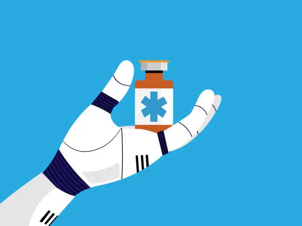 Vector illustration of AI holding vial