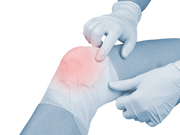 istock Cotton bandage over a wound on knee. 178519761