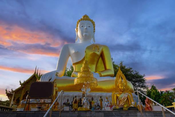 istock Big Buddha Chiangmai Mountain thailand. Big Buddha statue situated on a mountain ridge in Chiang Mai overlooking the city and airport Lovely background Sky 1785198218