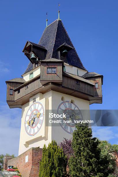 Wieża Zegarowa W Schlossberg Graz Austria - zdjęcia stockowe i więcej obrazów Graz - Graz, Wieża zegarowa, Architektura