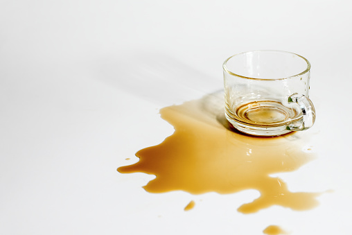 Drinks from glass smear spread on a white background.