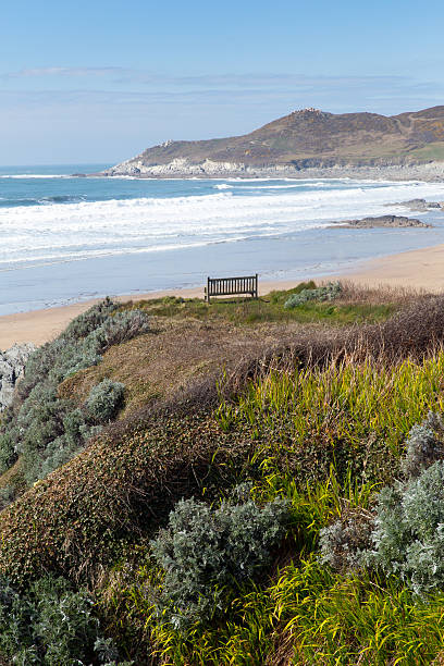 vista di woolacombe bay devon, inghilterra - woolacombe foto e immagini stock