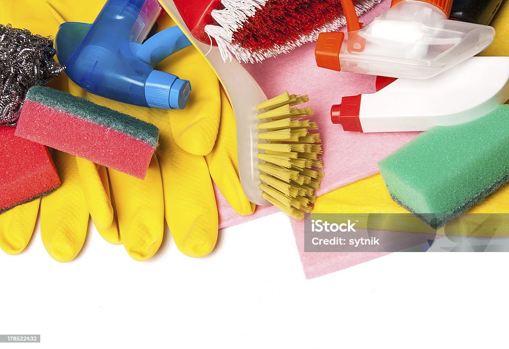 Variedade de meios para limpeza e de lavagem - Royalty-free Afazeres Domésticos Foto de stock