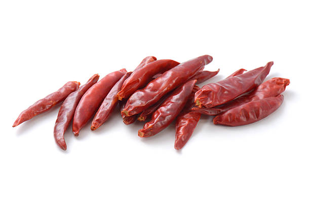 dried red hot Chili Pepper on white background