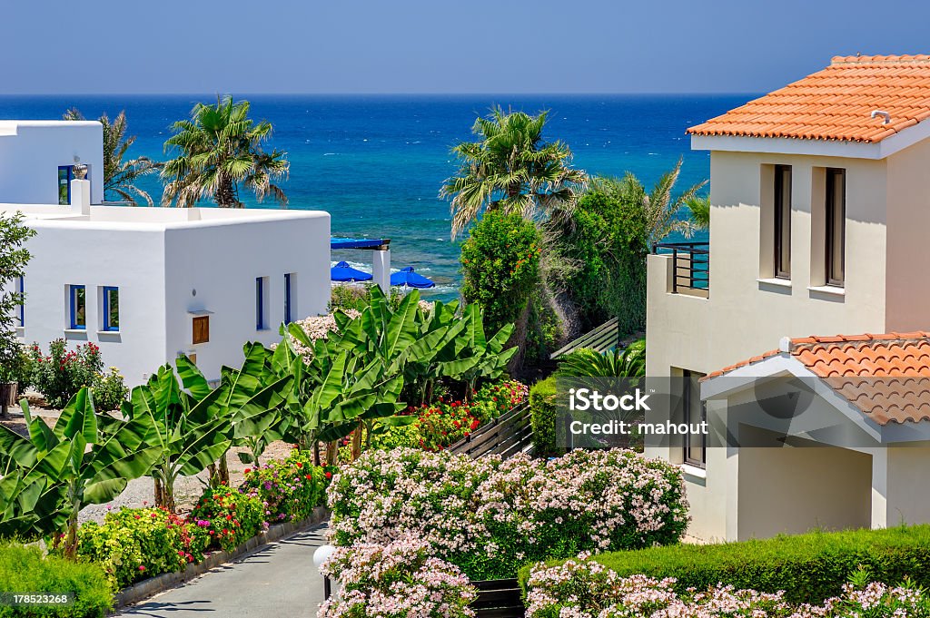 Luxurious holiday beach villas in resort Luxurious holiday beach villas for rent on Cyprus Republic Of Cyprus Stock Photo