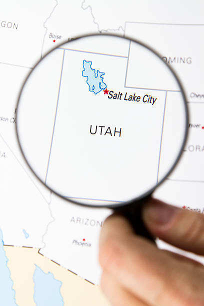 The Utah map with Salt lake city stock photo