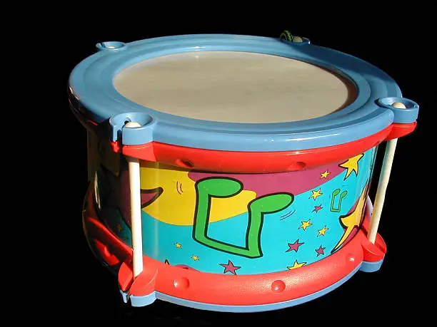 Child's toy drum.Clipping path included