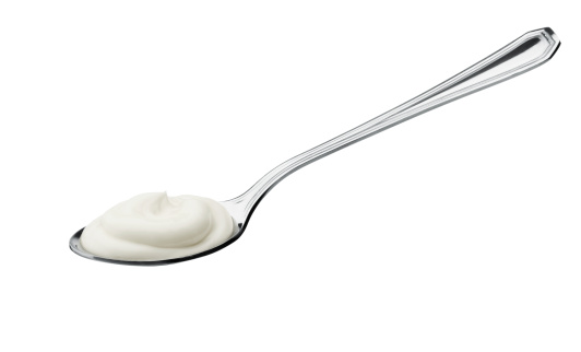 yogurt on spoon