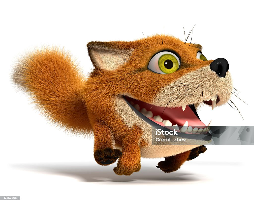 Fox runs 3d image. Isolated white background. Monster - Fictional Character Stock Photo