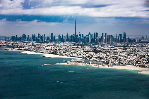 Aerial view of bustling Dubai high-rise buildings