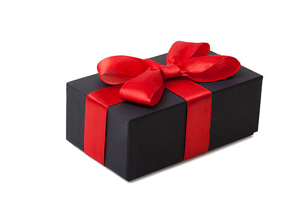 istock Holiday gift. Black box with a red bow. 178525994