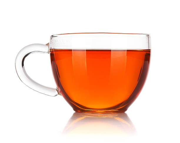 vidro xícara de chá preto - glass tea herbal tea cup - fotografias e filmes do acervo