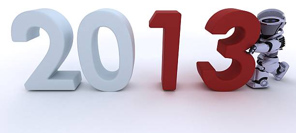 3D render of a Robot  bringing in the new year