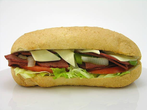 bologna sandwich front stock photo