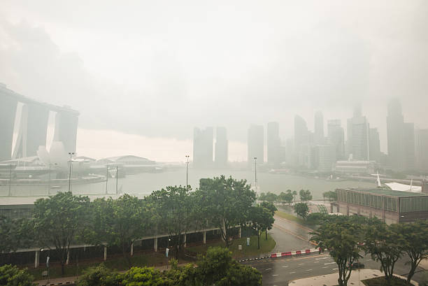 Tropical rain storm in Singapore