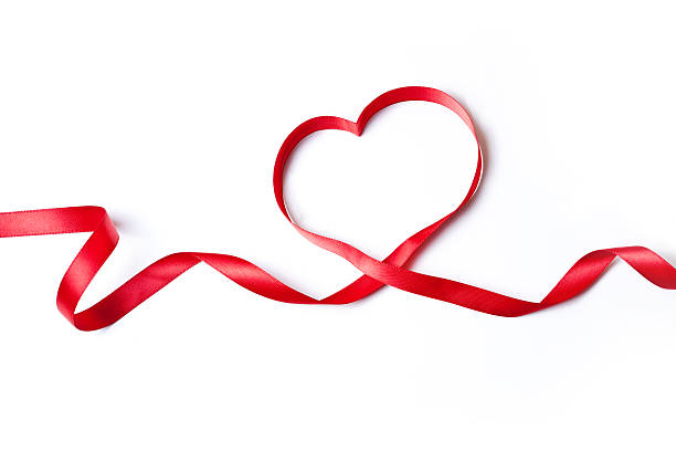 istock Red heart ribbon, on white background 178527114