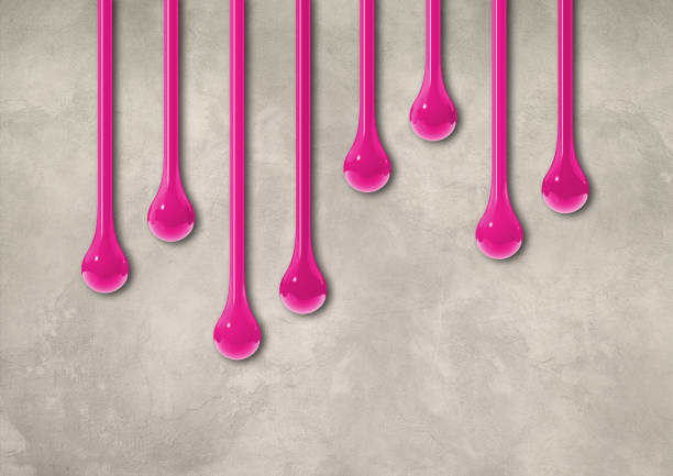 istock Pink ink drops on light concrete wall. Horizontal wallpaper 1785271271