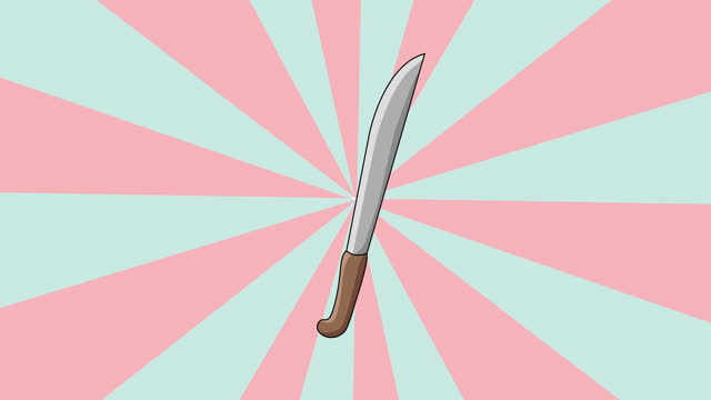 The animation forms an Indonesian Betawi machete icon with a rotating background