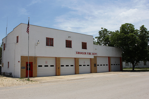 Granger TX: June 7, 2023 - Historic Downtown Buildings in Granger Texas Granger Fire Department