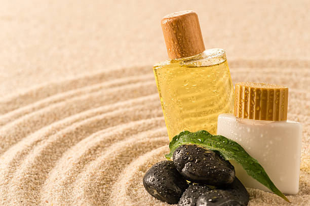 istock Spa therapy cosmetic products with zen stones 178528267