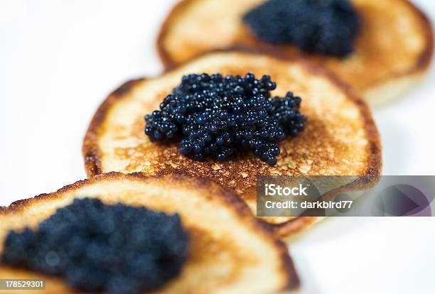 Pancakes With Black Caviar Stock Photo - Download Image Now - Appetizer, Black Color, Blini