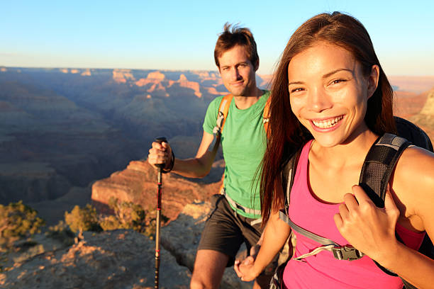 Couple hikers in Grand Canyon