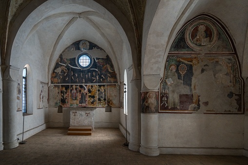 An ancient church in Morcote, Switzerland, with stunning Medieval frescos