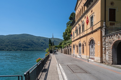 The stunning village of Morcote situated on Lugano Lake in Switzerland
