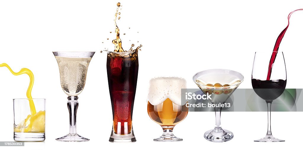 Diferentes imágenes de alcohol aislado - Foto de stock de Aceituna libre de derechos