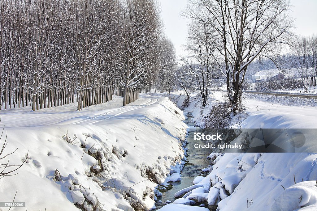 Piccolo creek nel campo delle nevi. - Foto stock royalty-free di Acqua