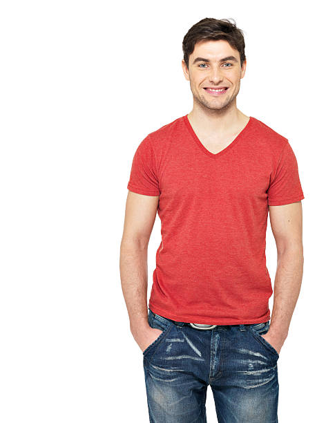 istock smiling handsome man in casuals red t-shirt 178530944