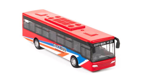 istock Red plastic bus toy isolated on white background 1785318989