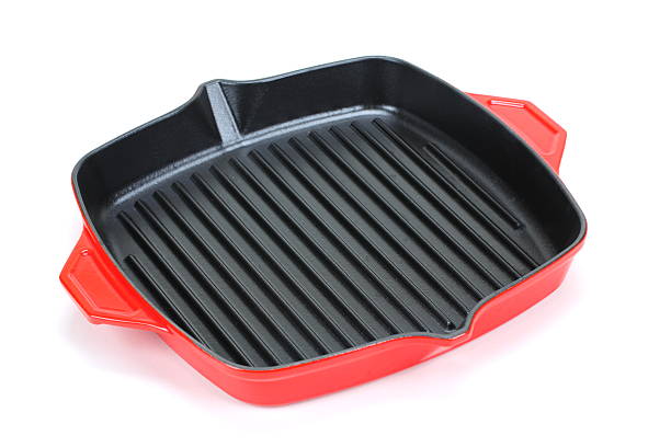 Cast iron grill Pan on a white background 