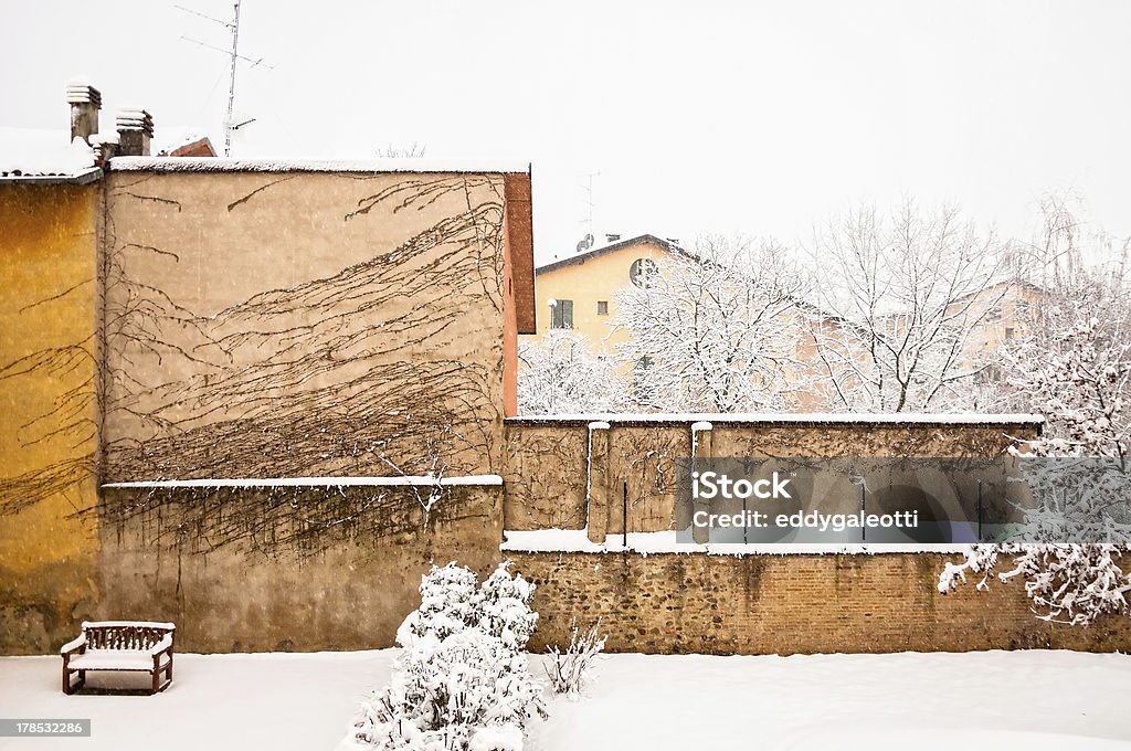 Urbane Landschaft im winter Schneefall mit intensiven - Lizenzfrei Architektur Stock-Foto