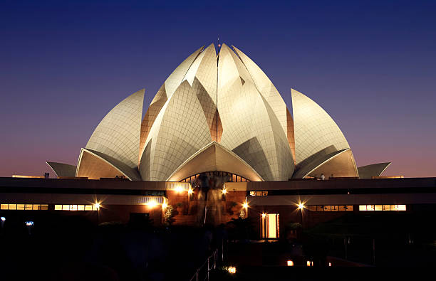 temple du lotus, de nuit à delhi, Inde - Photo