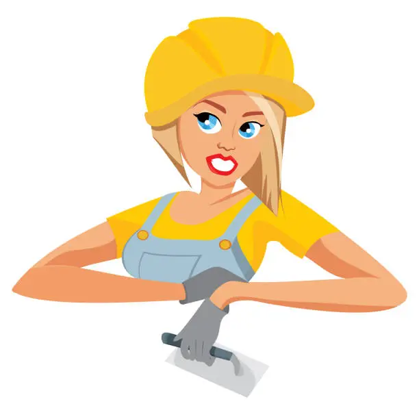 Vector illustration of Woman construction worker