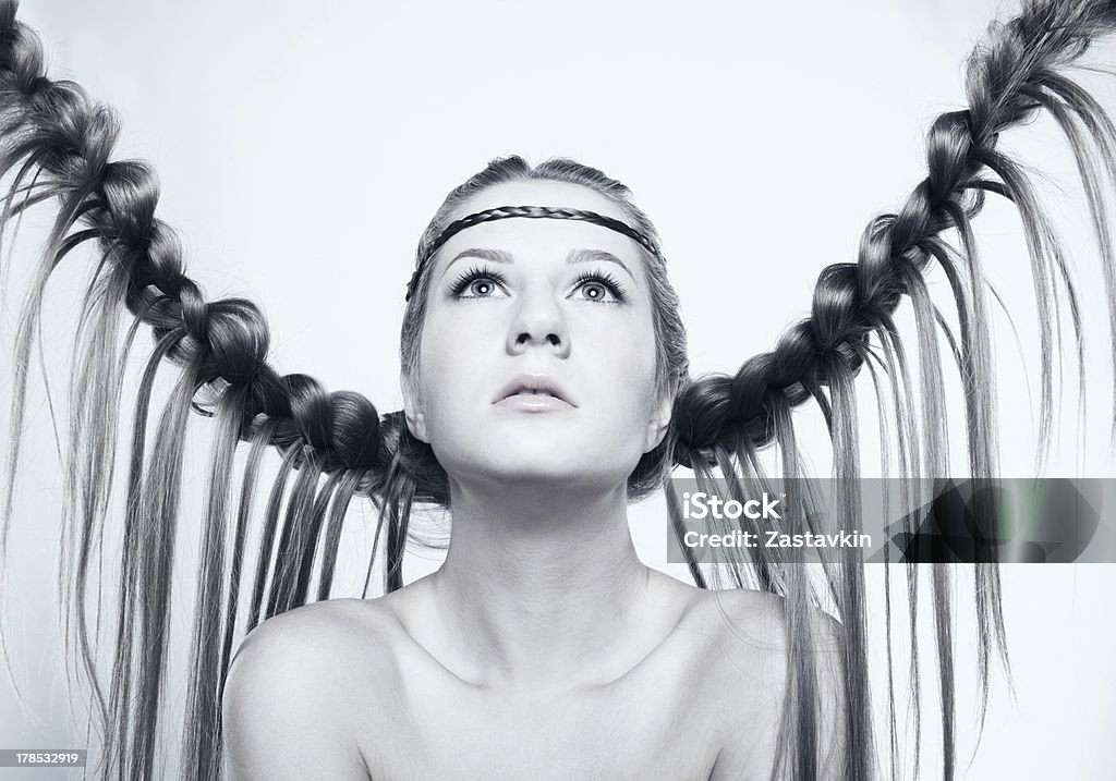 Retrato de jovem com braid hairdo - Royalty-free Adulto Foto de stock