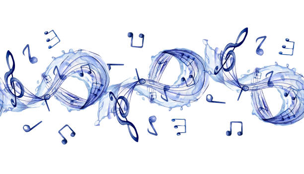 Musical note watercolor illustration. Treble clef and notes isolated on white background. Seamless border of musical wave, signs hand drawn. Musical symbols hand painted. Design element for flyer Musical note watercolor illustration. Treble clef and notes isolated on white background. Seamless border of musical wave, signs hand drawn. Musical symbols hand painted. Design element for flyer. bass guitar wallpaper stock illustrations