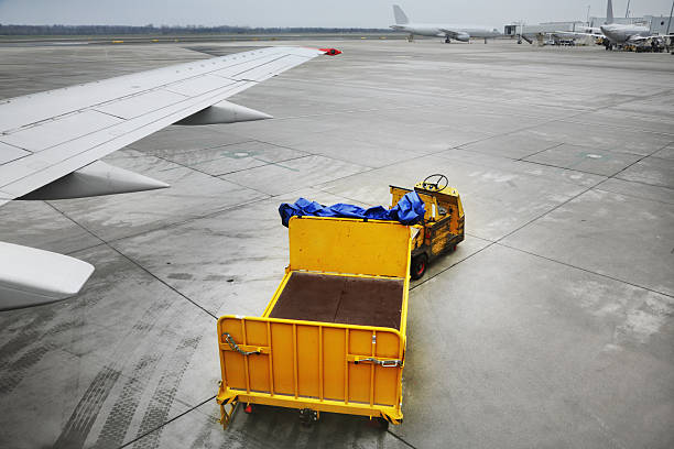 wózki na bagaż - luggage cart airport luggage cargo container zdjęcia i obrazy z banku zdjęć