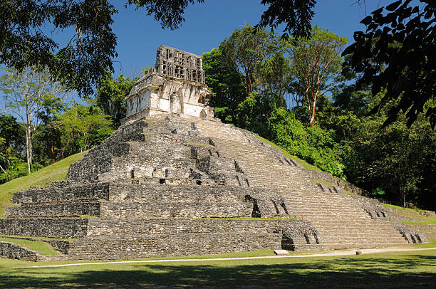 Palenque, Mexico - March 25, 2025: Temple of the Inscriptions at the Palenque archaeological site in Palenque, Chiapas, Mexico.