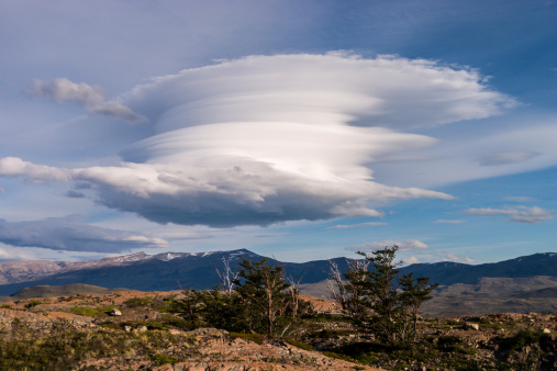 Cloud with fantastic shape seen in Torres del paine in Chile