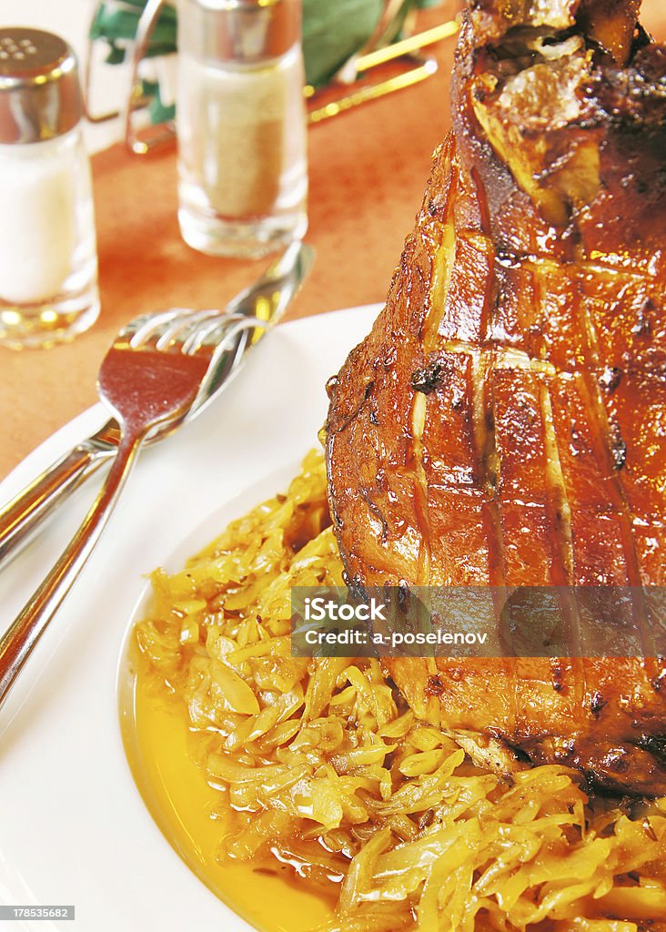 Pork knuckle Pork knuckle with braised cabbage Animal Body Part Stock Photo