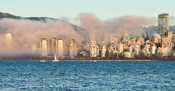 Fog Rolling Into Downtown Vancouver stock photo