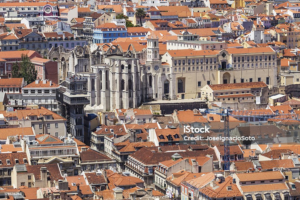 Pássaro vista de Lisboa-Centro da cidade - Foto de stock de 25 centavos de dólar royalty-free