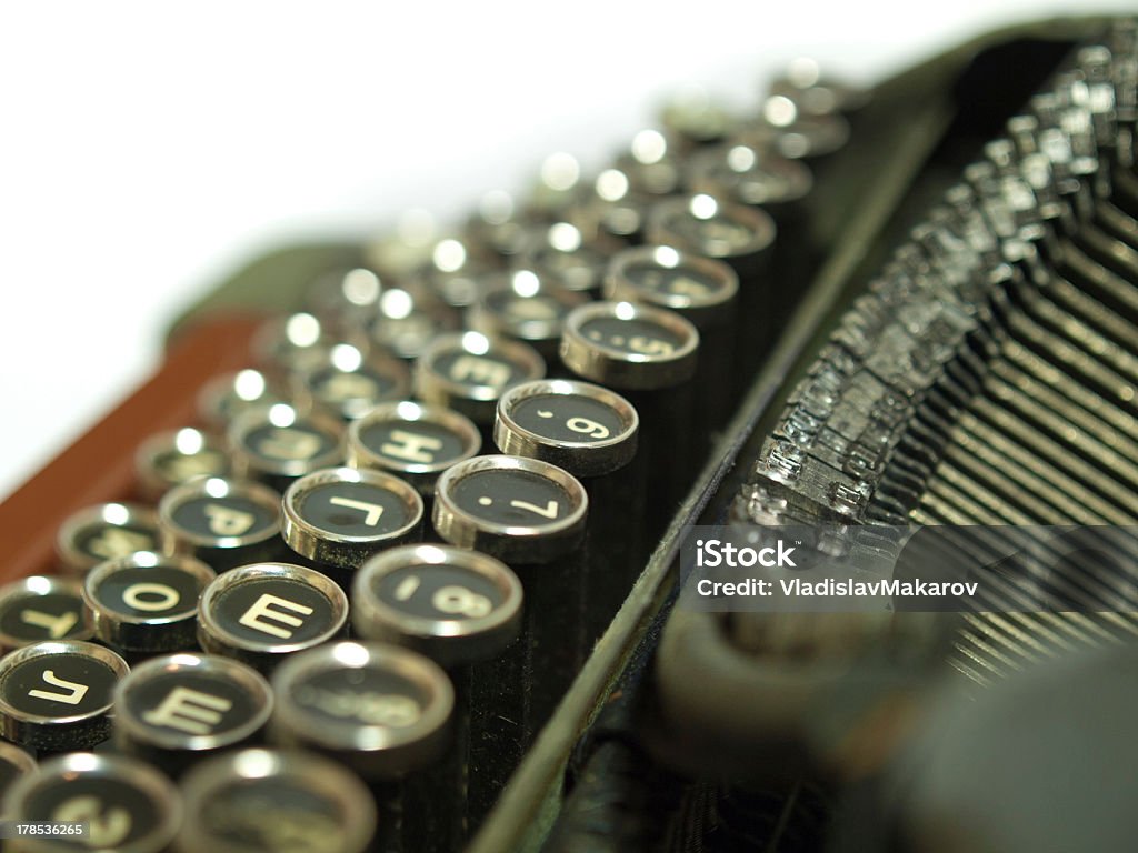 Old typewriter Old typewriter. Close up. Black Color Stock Photo