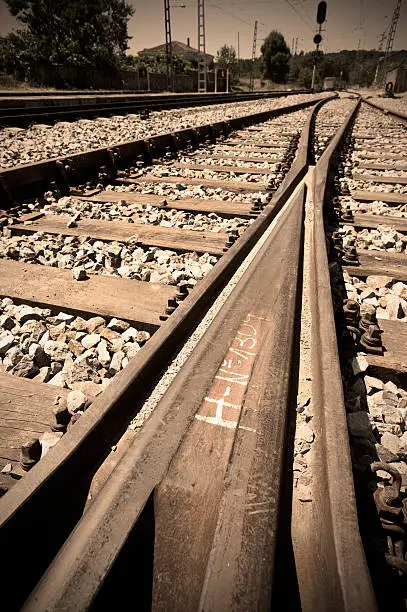 Vertical detail of an old railways vintage vignetting